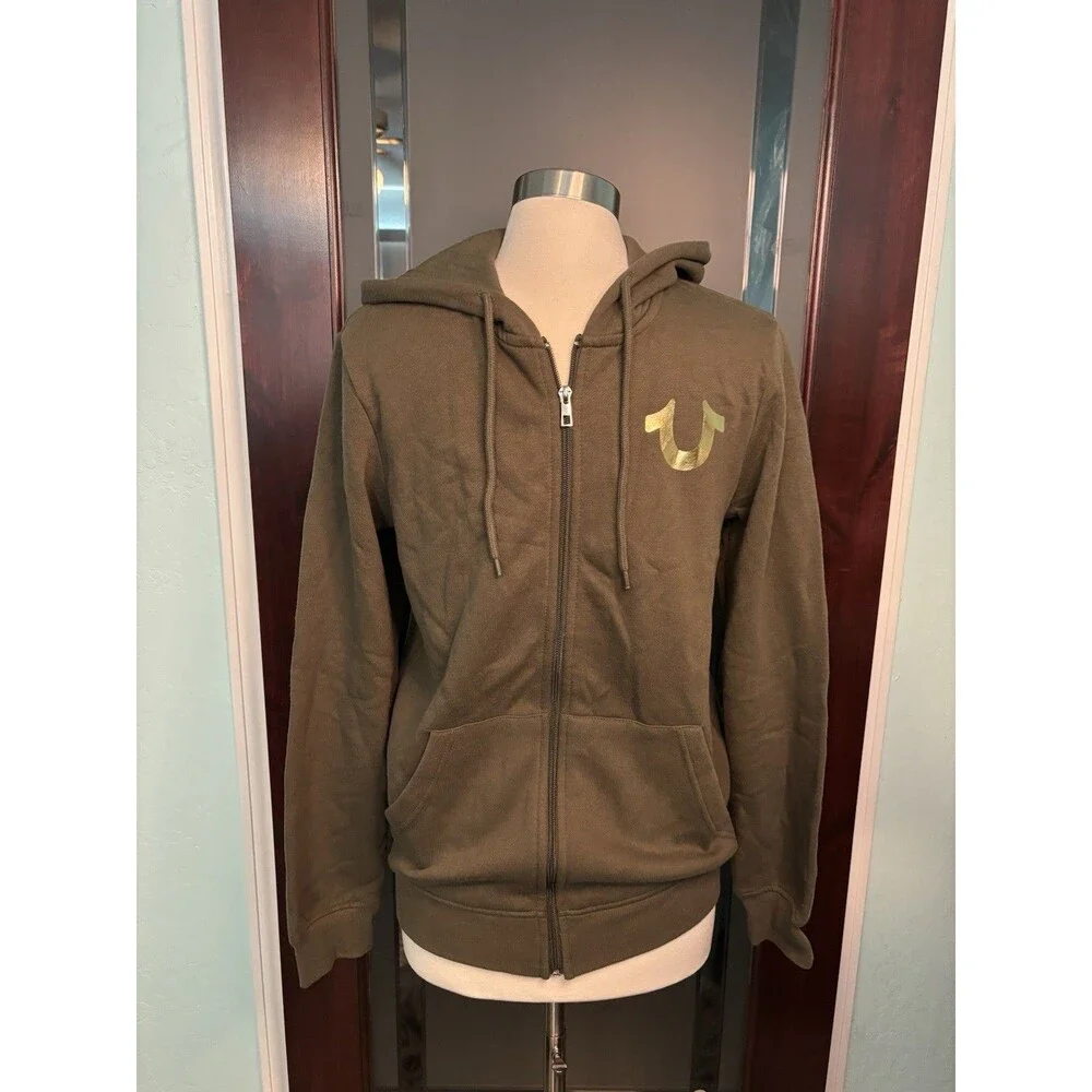 New True Religion City Buddha Logo Zip Hoodie Green Retail $119 Size Small
